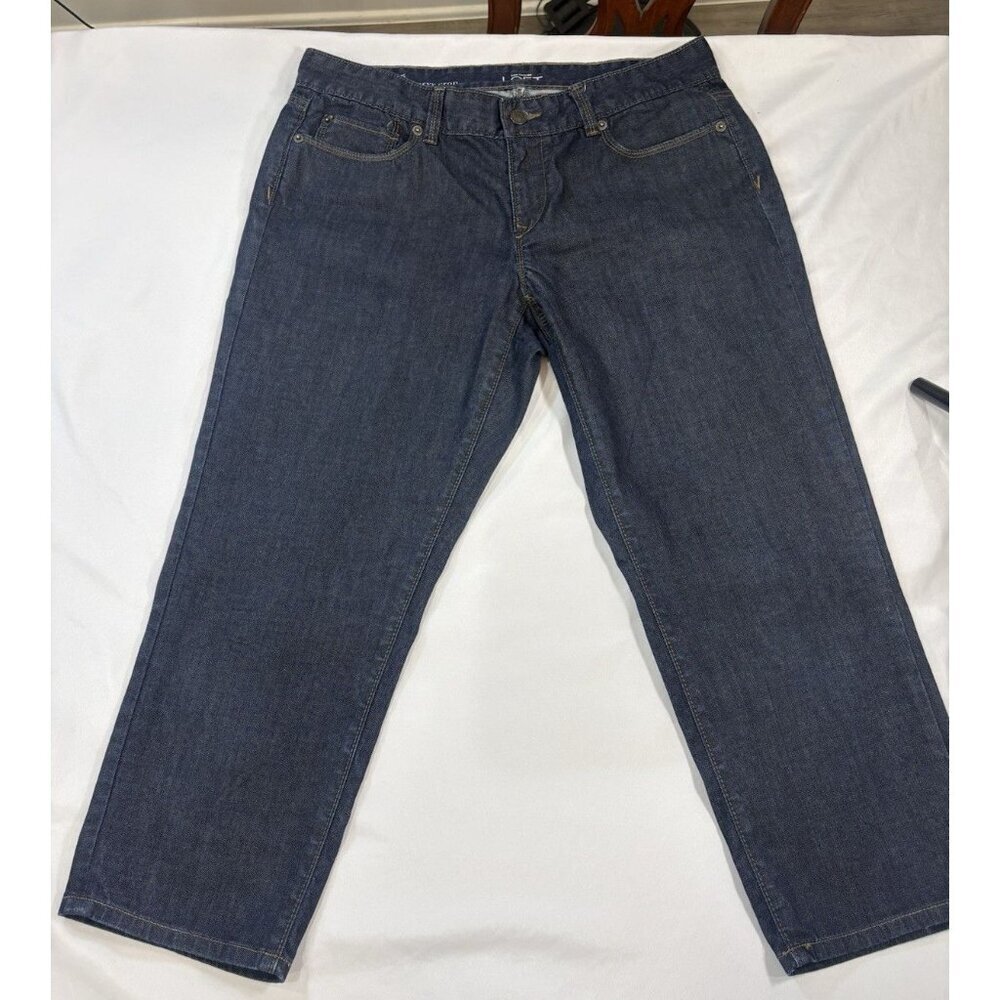 Loft Jeans Womens Size 10 Modern Crop Dark Blue Wash Denim Stretch